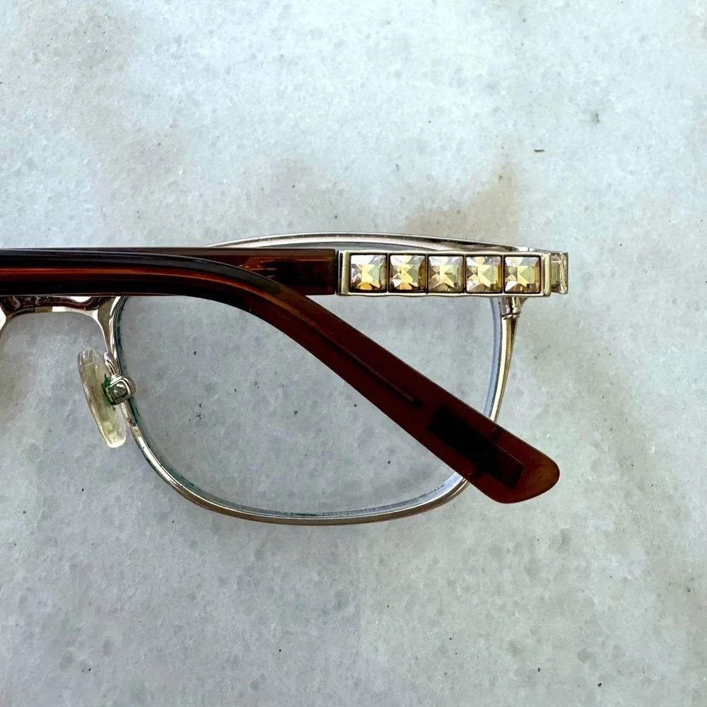 Guess Marciano GM 248 Brown and Gold Embellished Eyeglasses Frames 53 17 135